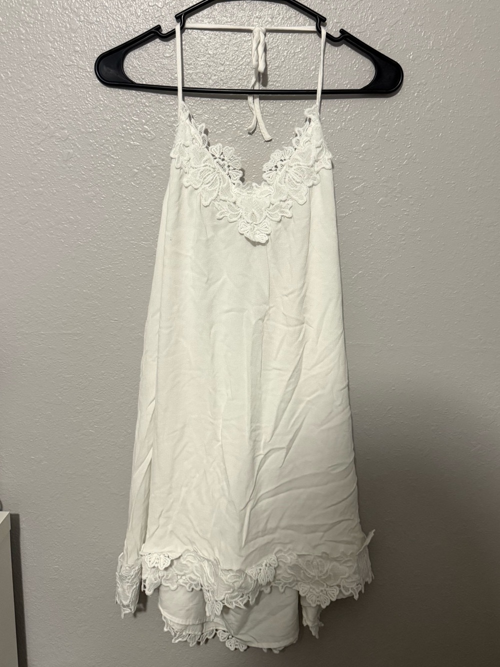 Women's White Lace Trim Chemise